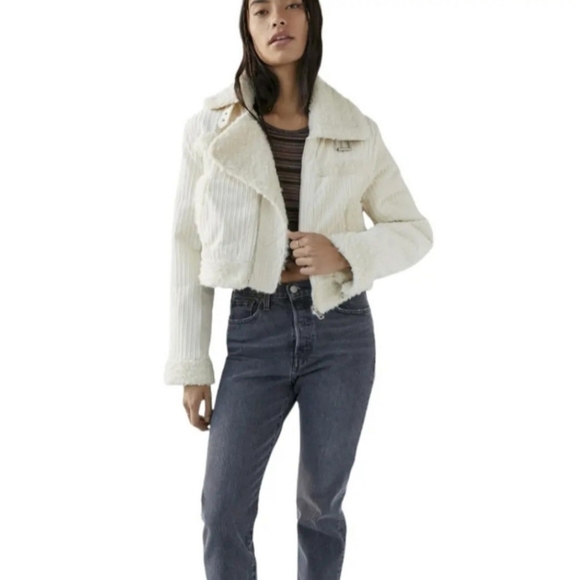 Urban outfitters corduroy sherpa cropped BDG Salem jacket - Picture 3 of 5
